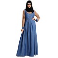 Classic Denim maxi dress with shirt collar- Khaki-Blue Classic Denim maxi dress with shirt collar- Khaki-Blue